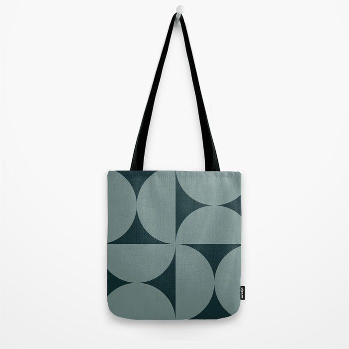 Bauhaus Mid Century Modern Geometric XI Earthy Green Tote Bag Gallery Image 2