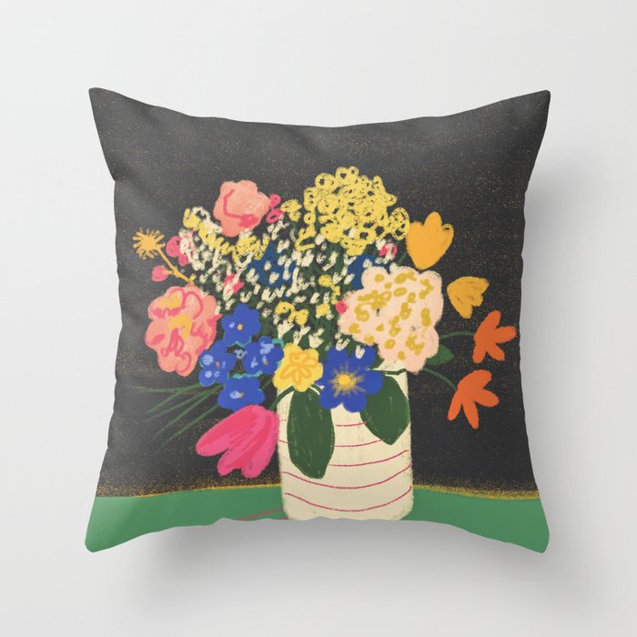 Bright bouquet  Throw Pillow Gallery Image 1