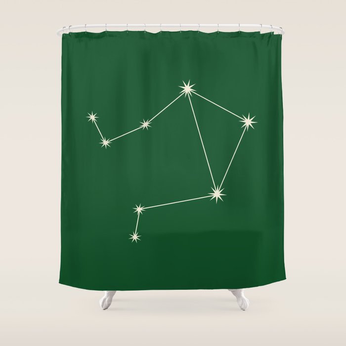 Libra Zodiac Star Constellation Line Art Green Shower Curtain Gallery Image 1