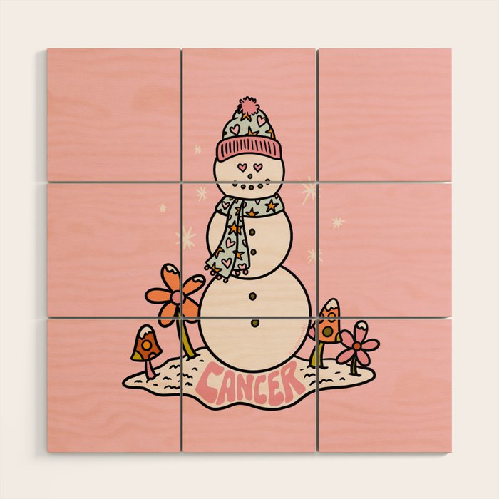 Cancer Zodiac Snowman Wood Wall Art Gallery Image 1