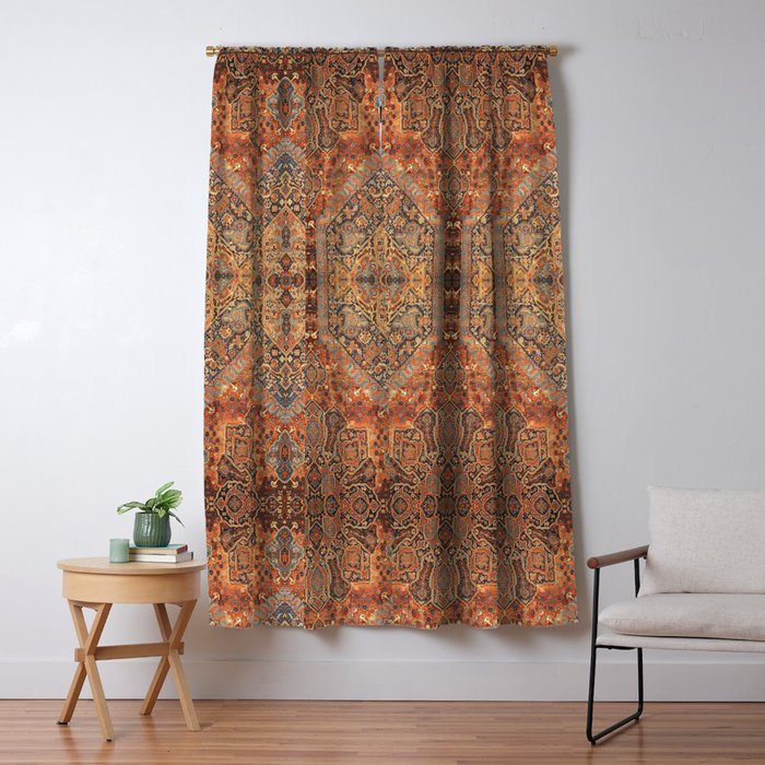 N198 - Vintage Heritage Traditional Golden Berber Moroccan Style Window Curtain Gallery Image 1