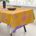 Retro Sunflower & Rainbow in Green & Pink Tablecloth Gallery Image 3