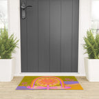 Retro Sunflower & Rainbow in Green & Pink Welcome Mat Gallery Image 3