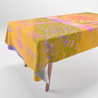 Retro Sunflower & Rainbow in Green & Pink Tablecloth Gallery Image 1