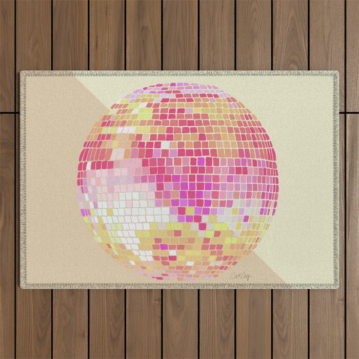Disco Ball - Pink OmbrÃ© Outdoor Rug Gallery Image 1