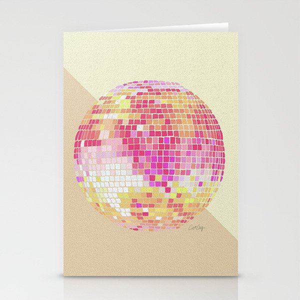 Disco Ball - Pink OmbrÃ© Stationery Card Gallery Image 1