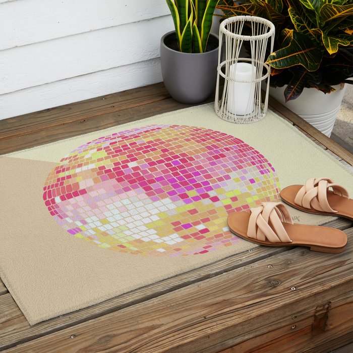 Disco Ball - Pink OmbrÃ© Outdoor Rug Gallery Image 2