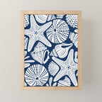 Ocean Floor Nautical Shells Navy Blue Mini Art Print Gallery Image 1