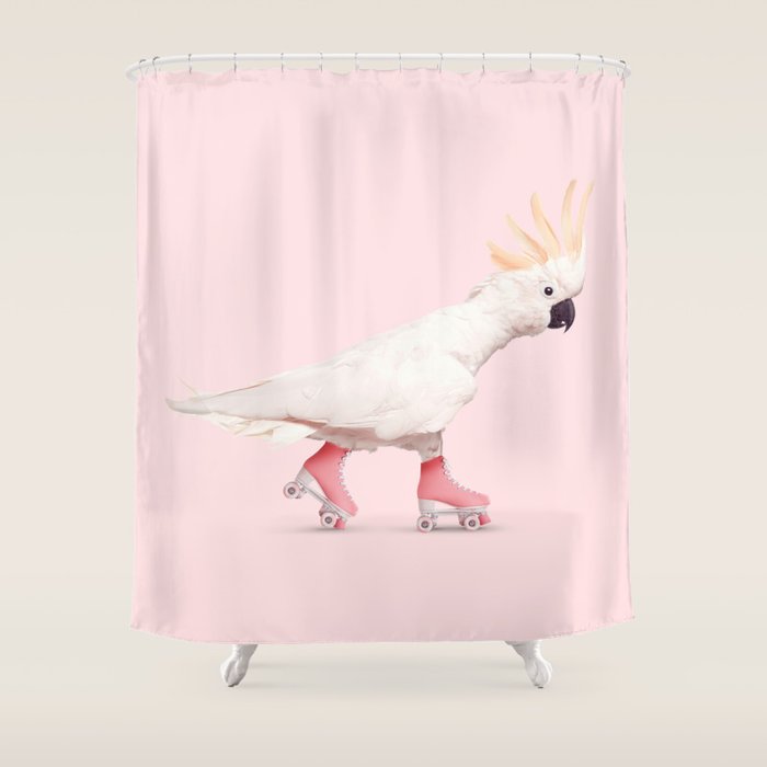 ROLLERSKATING COCKATOO Shower Curtain Gallery Image 1