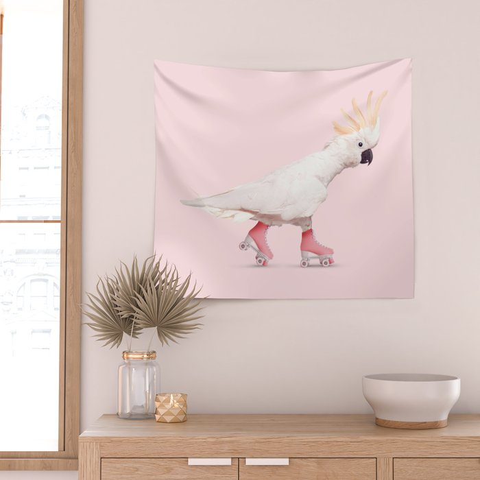 ROLLERSKATING COCKATOO Wall Tapestry Gallery Image 2
