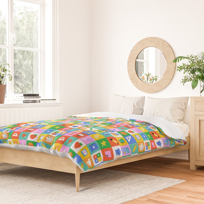 Colorful back to school geometric mosaic pattern Duvet Cover Gallery Image 2