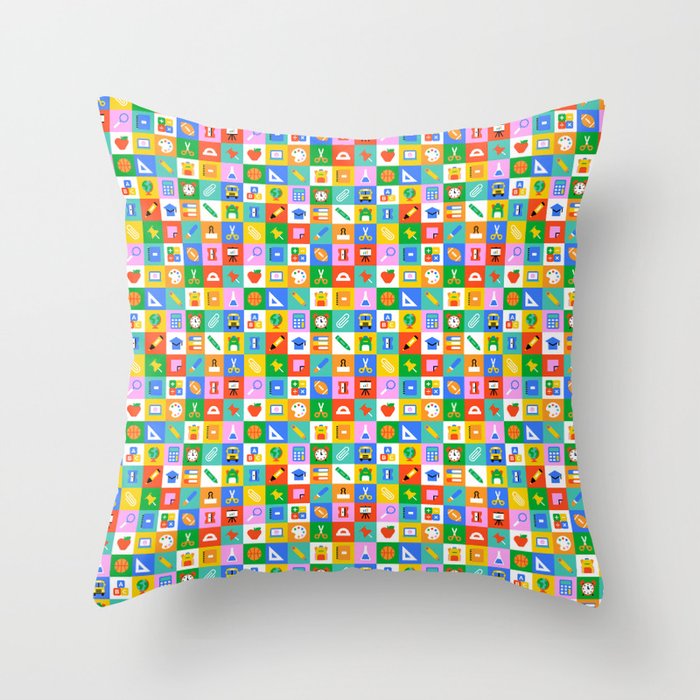 Colorful back to school geometric mosaic pattern Throw Pillow Gallery Image 1