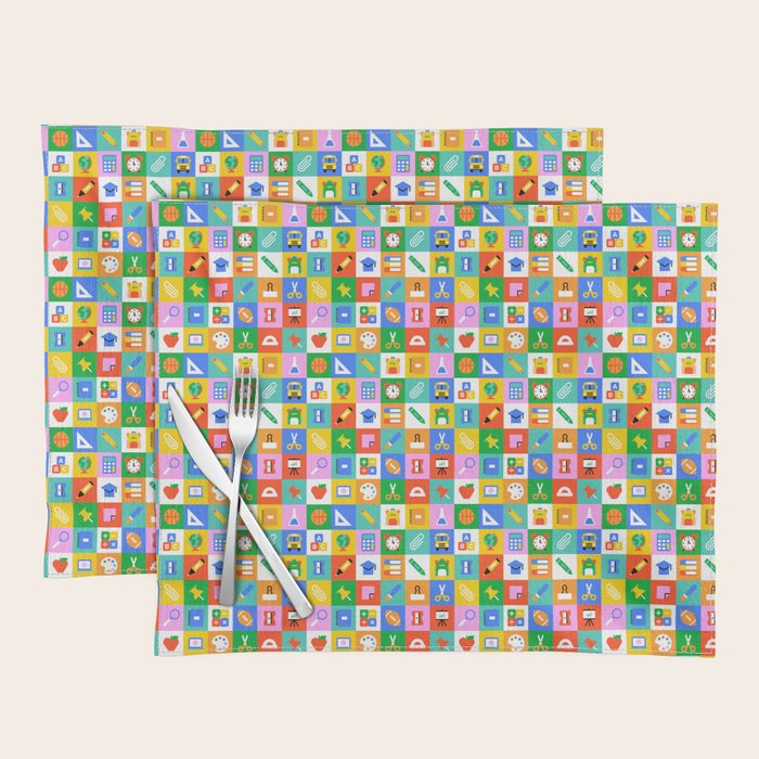 Colorful back to school geometric mosaic pattern Placemat Gallery Image 1