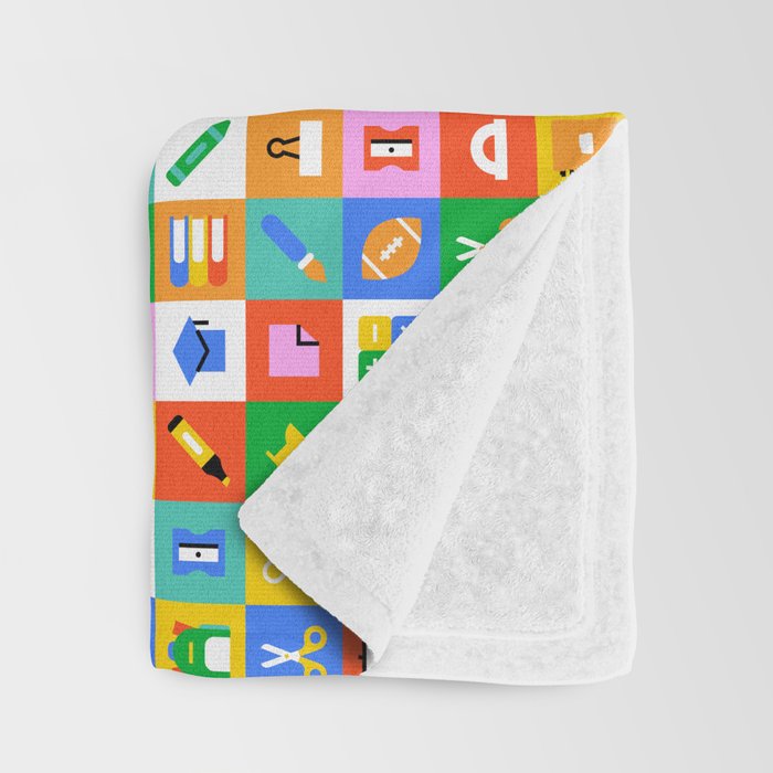 Colorful back to school geometric mosaic pattern Throw Blanket Gallery Image 3