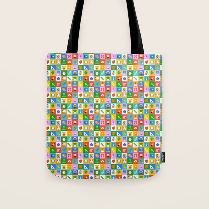 Colorful back to school geometric mosaic pattern Tote Bag Gallery Image 1