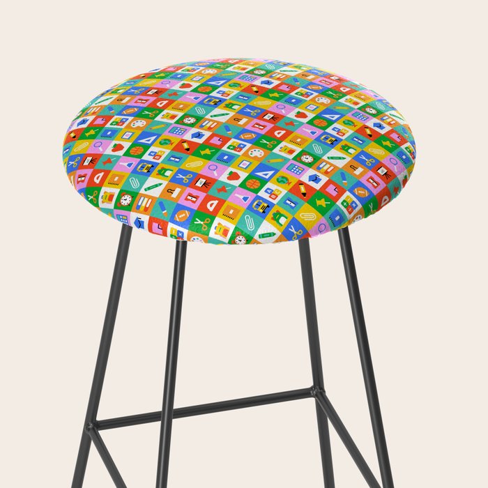 Colorful back to school geometric mosaic pattern Stool Gallery Image 2