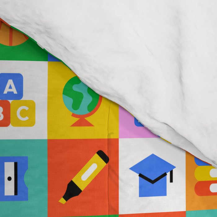 Colorful back to school geometric mosaic pattern Comforter Gallery Image 4