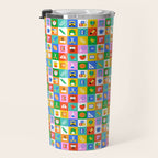 Colorful back to school geometric mosaic pattern Travel Mug Gallery Image 3