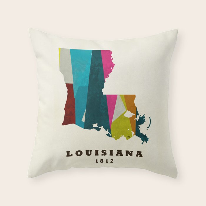 louisiana state map modern Throw Pillow Gallery Image 6