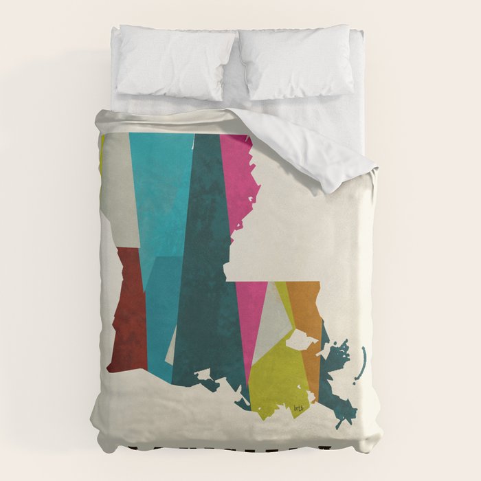 louisiana state map modern Duvet Cover Gallery Image 6