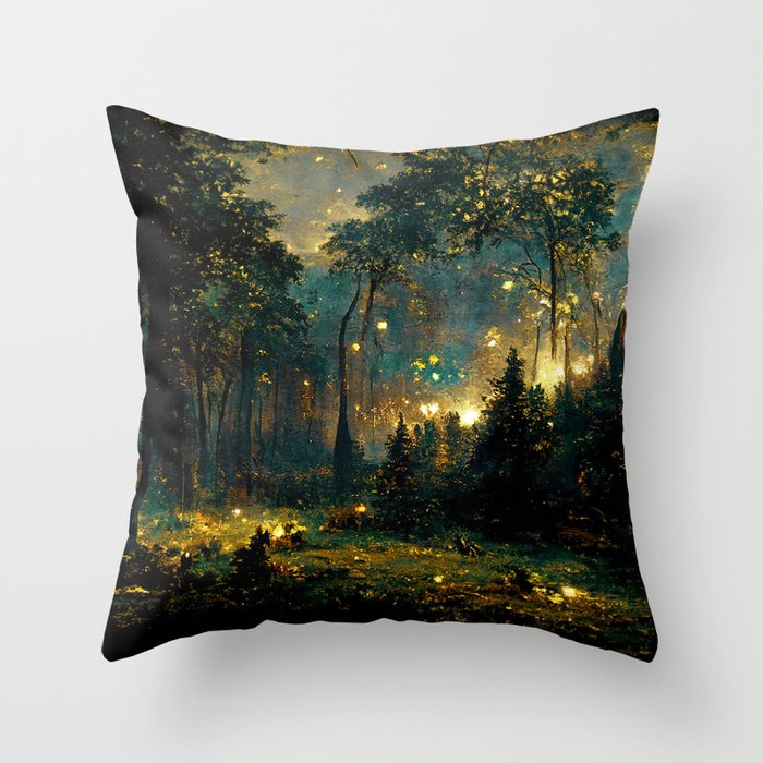 Walking through the fairy forest Throw Pillow Gallery Image 1