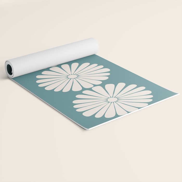 Retro Daisy Abstract XXII Teal Green Bold Floral Yoga Mat Gallery Image 2
