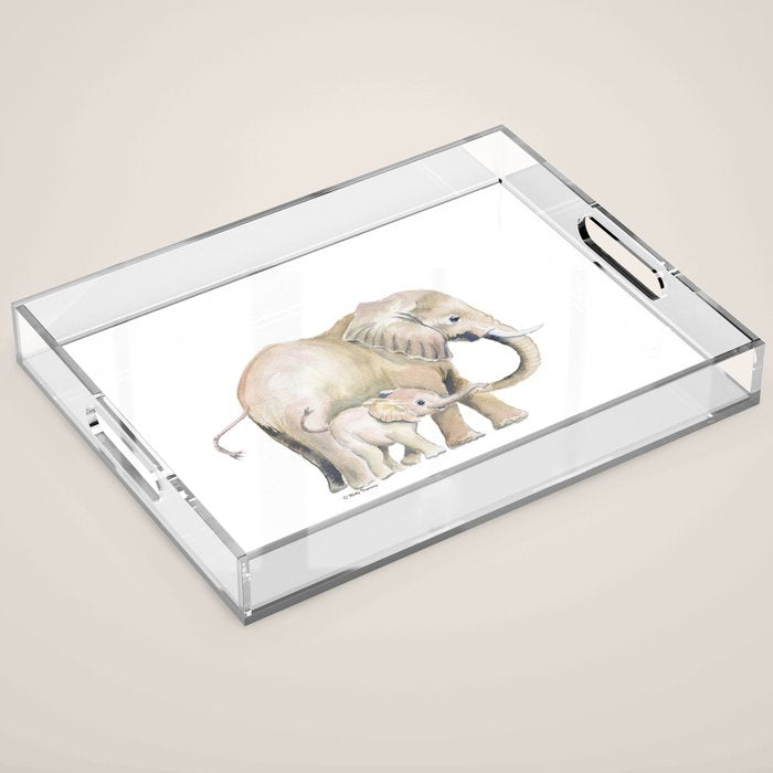 Mom and Baby Elephant 2 Acrylic Tray Gallery Image 1