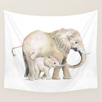 Mom and Baby Elephant 2 Wall Tapestry Gallery Image 4