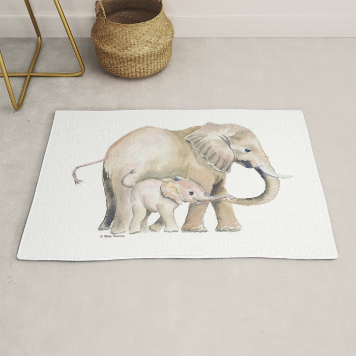 Mom and Baby Elephant 2 Rug Gallery Image 1