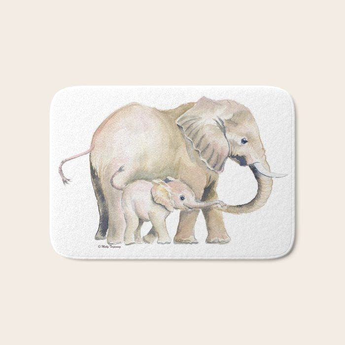 Mom and Baby Elephant 2 Bath Mat Gallery Image 1