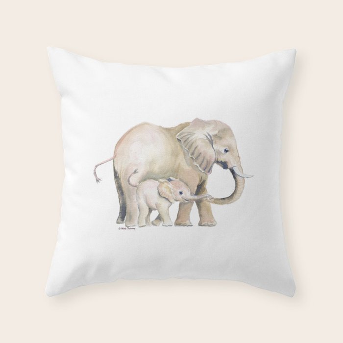 Mom and Baby Elephant 2 Throw Pillow Gallery Image 6