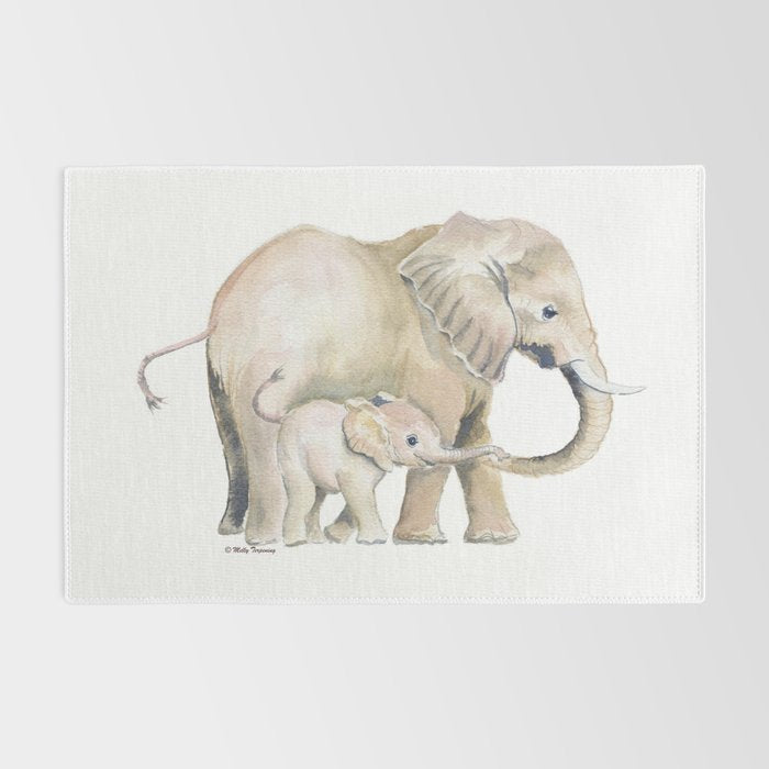 Mom and Baby Elephant 2 Rug Gallery Image 2