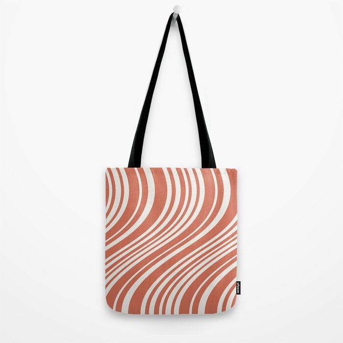 Wavy Stripes XLVII - Brick Red Tote Bag Gallery Image 2