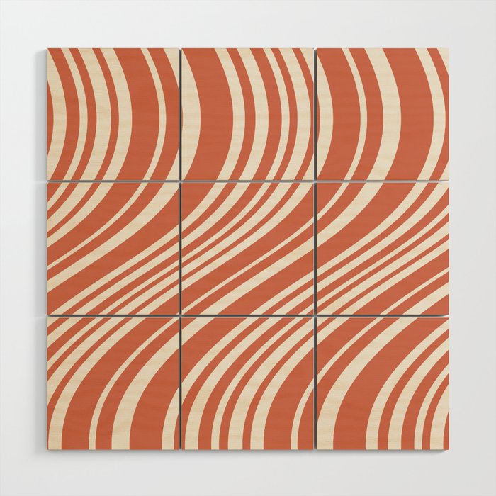 Wavy Stripes XLVII - Brick Red Wood Wall Art Gallery Image 1