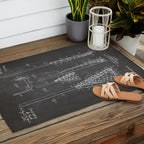 Lacrosse Stick Patent - Lacrosse Player Art - Black Chalkboard Outdoor Rug Gallery Image 2