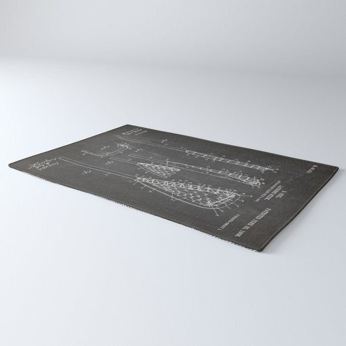 Lacrosse Stick Patent - Lacrosse Player Art - Black Chalkboard Rug Gallery Image 3