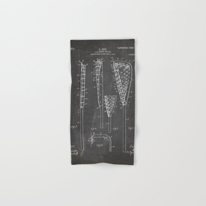 Lacrosse Stick Patent - Lacrosse Player Art - Black Chalkboard Towels Gallery Image 1