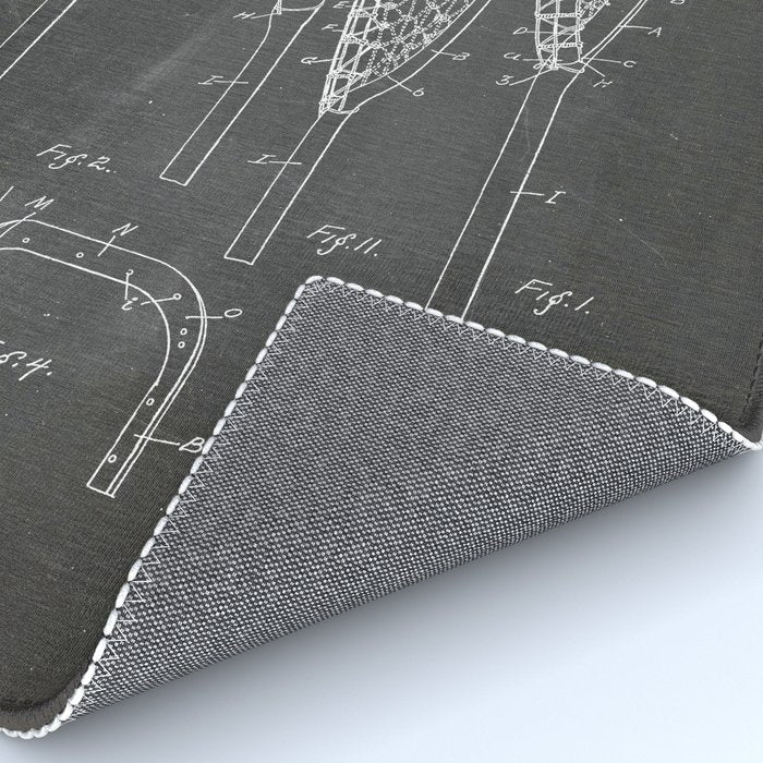 Lacrosse Stick Patent - Lacrosse Player Art - Black Chalkboard Rug Gallery Image 4