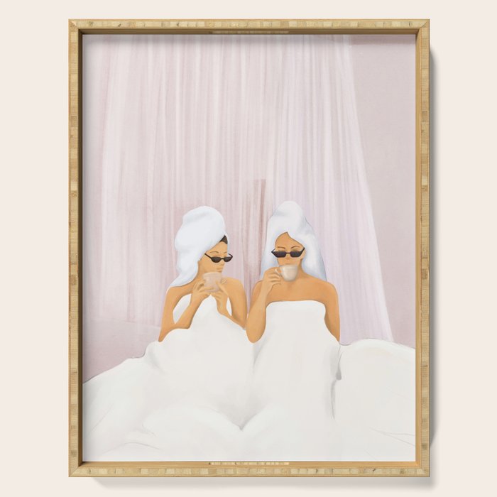 Morning with a friend Serving Tray Gallery Image 1