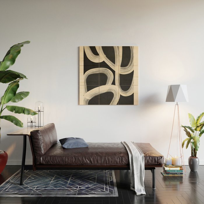 Black and White  Abstract Line Art  2 Wood Wall Art Gallery Image 2