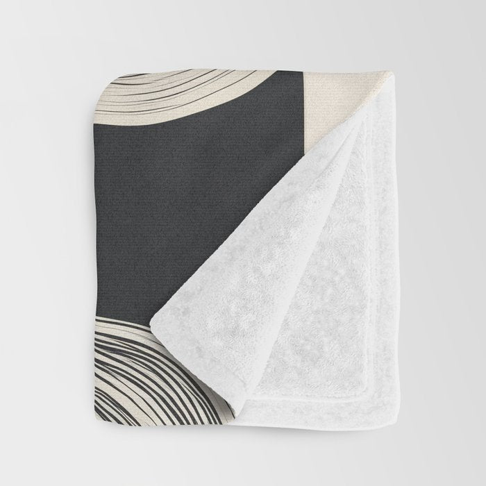 Black and White  Abstract Line Art  2 Throw Blanket Gallery Image 3
