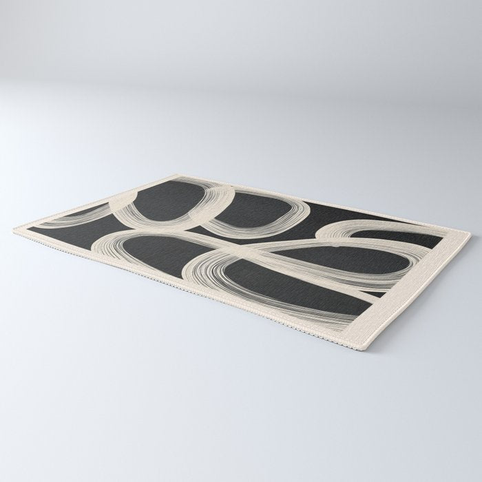 Black and White  Abstract Line Art  2 Rug Gallery Image 3