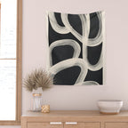 Black and White  Abstract Line Art  2 Wall Tapestry Gallery Image 2