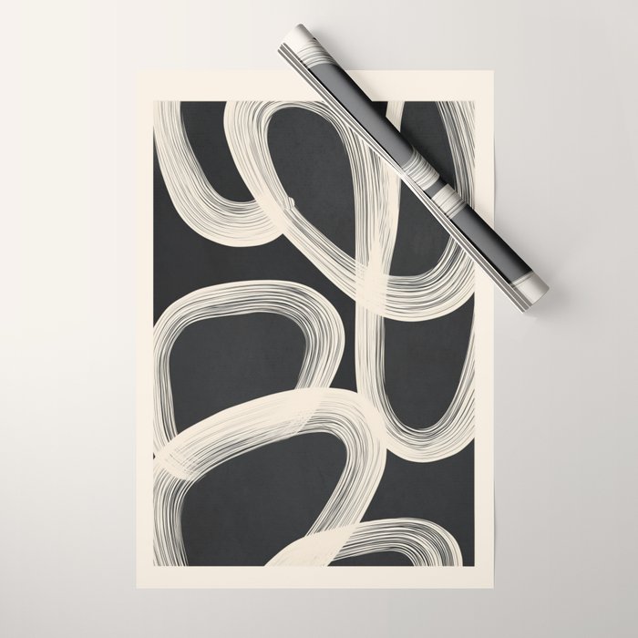 Black and White  Abstract Line Art  2 Wrapping Paper Gallery Image 1