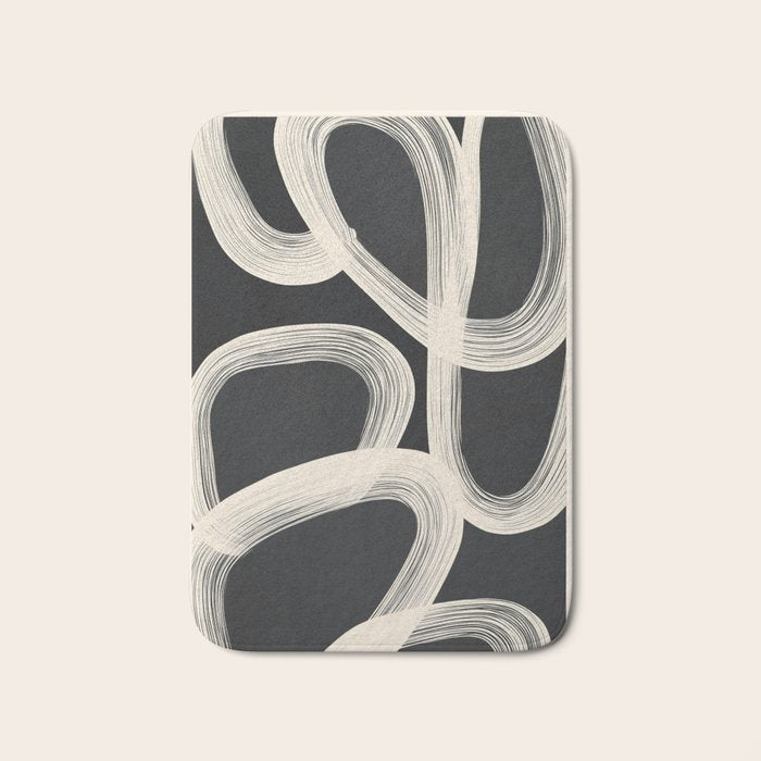 Black and White  Abstract Line Art  2 Bath Mat Gallery Image 1