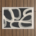 Black and White  Abstract Line Art  2 Outdoor Rug Gallery Image 1