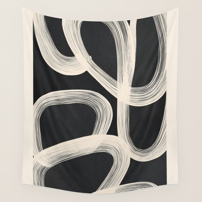 Black and White  Abstract Line Art  2 Wall Tapestry Gallery Image 4