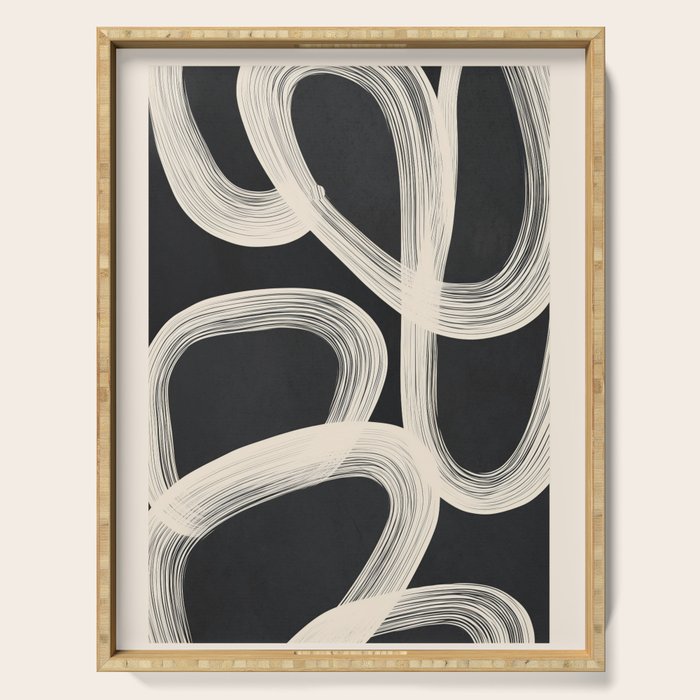 Black and White  Abstract Line Art  2 Serving Tray Gallery Image 1