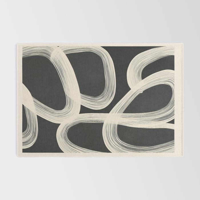 Black and White  Abstract Line Art  2 Rug Gallery Image 2