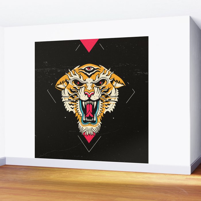 Tiger 3 Eyes Wall Mural Gallery Image 2